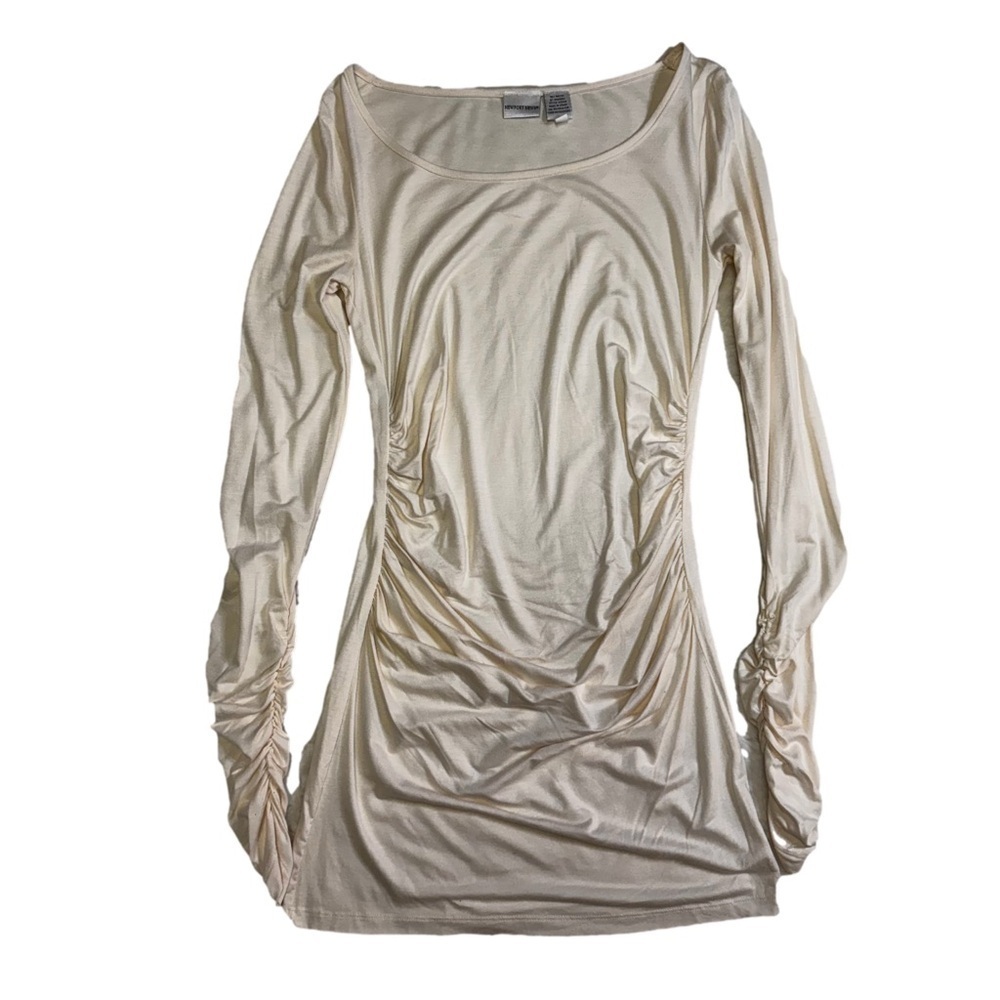 Newport News Cream Long Sleeve Top, Size Small Ruching on Sides and Sleeves NWOT - Picture 12 of 13
